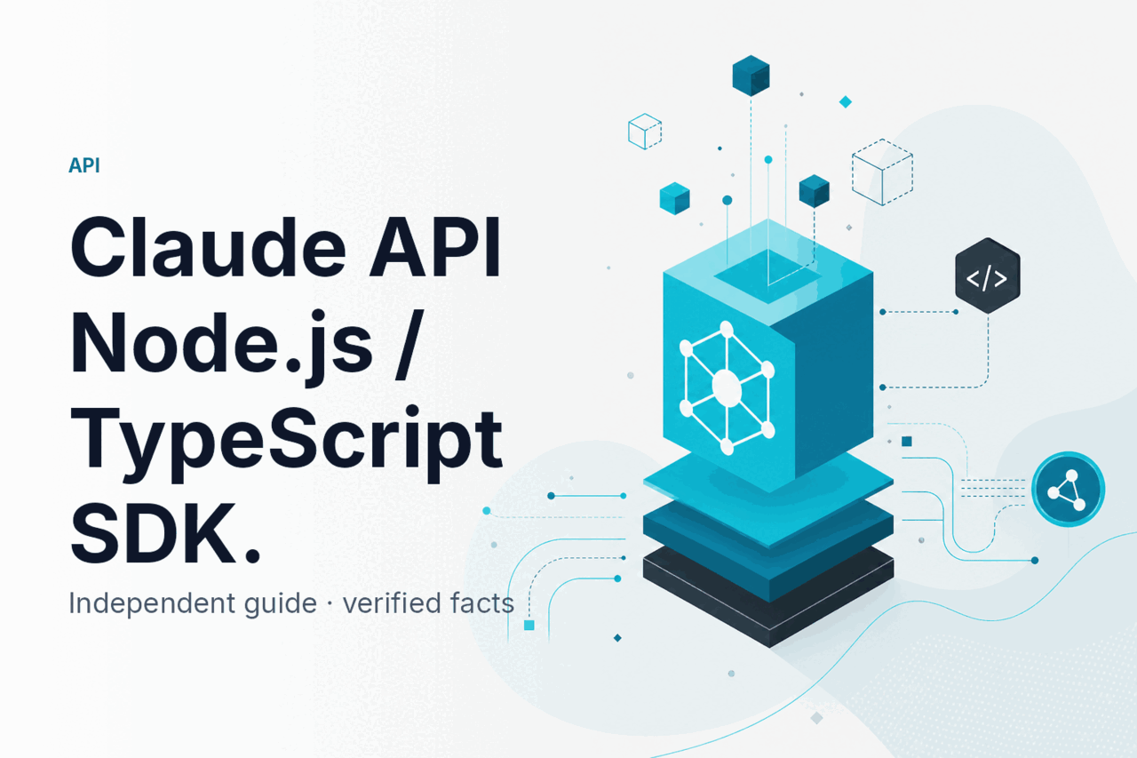 Claude API Node.js / TypeScript SDK — hero illustration.