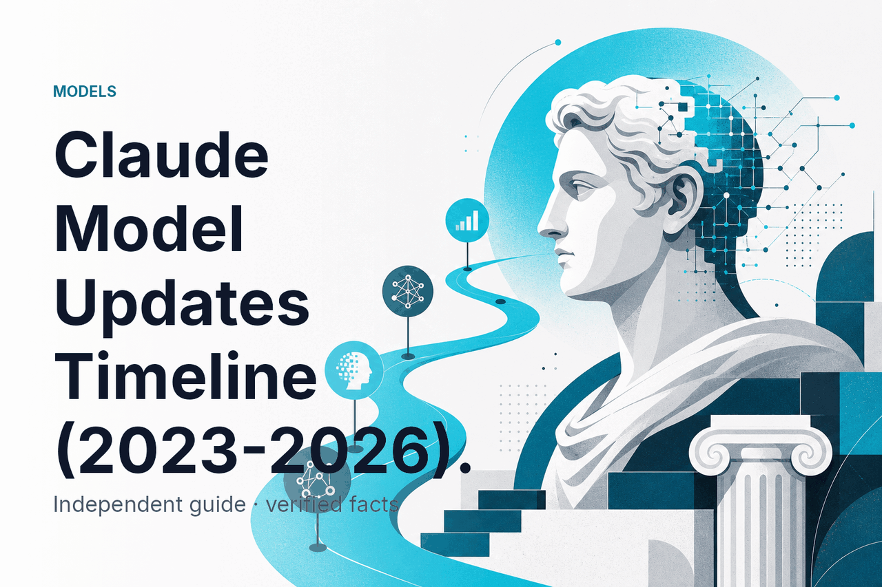 Claude Model Updates Timeline (2023-2026) — hero illustration.