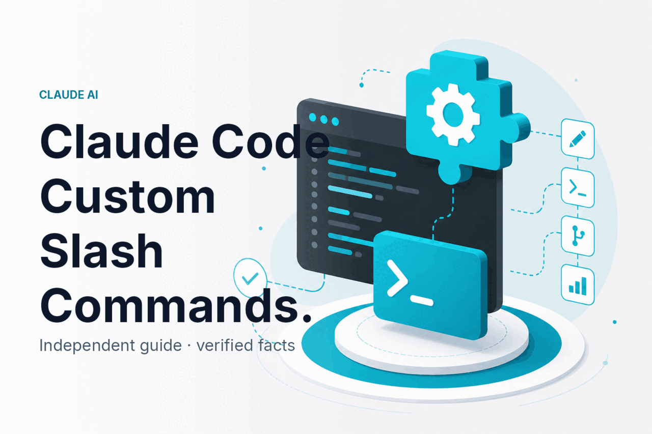 Claude Code Custom Slash Commands — hero illustration.