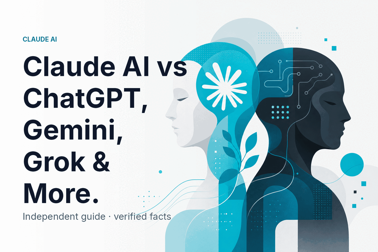 Claude AI vs ChatGPT, Gemini, Grok & More — hero illustration.