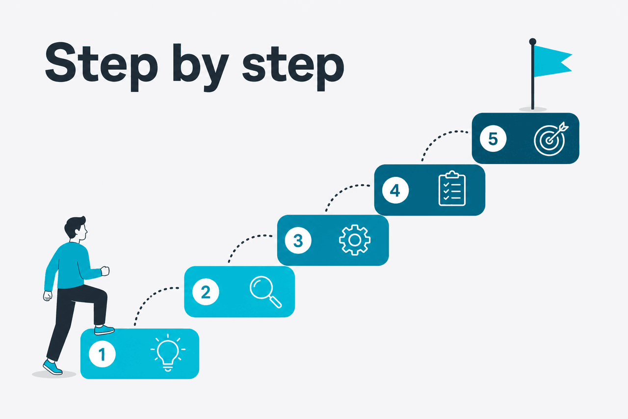 Abstract tutorial-steps illustration