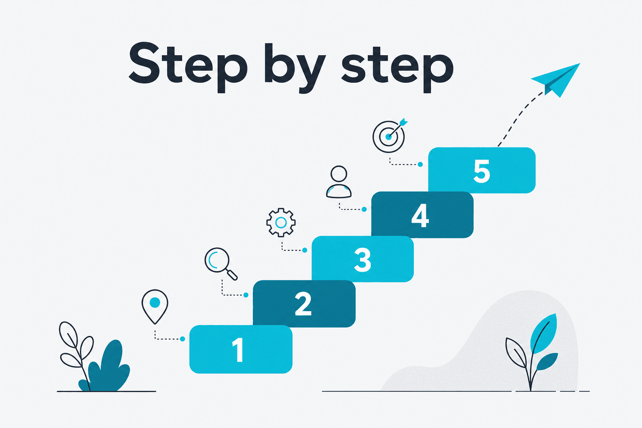 Abstract tutorial-steps illustration