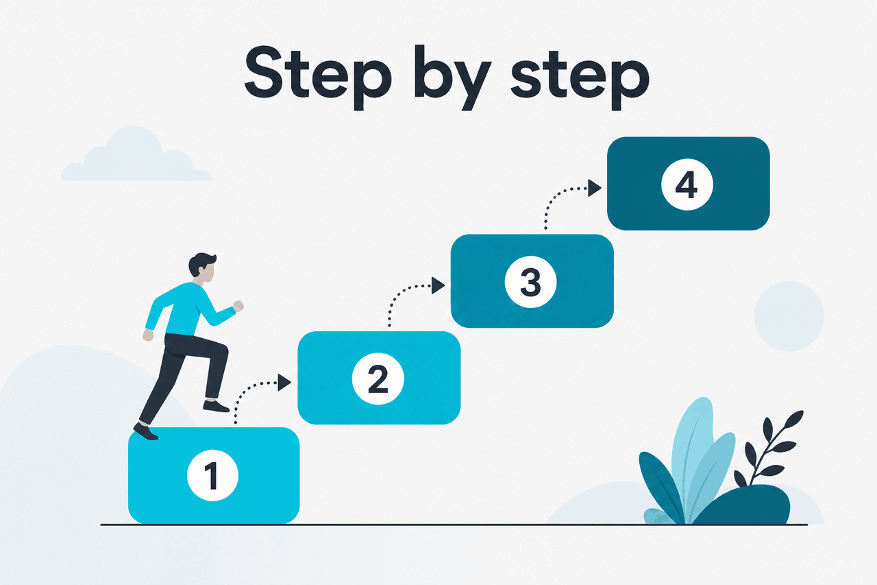 Abstract tutorial-steps illustration