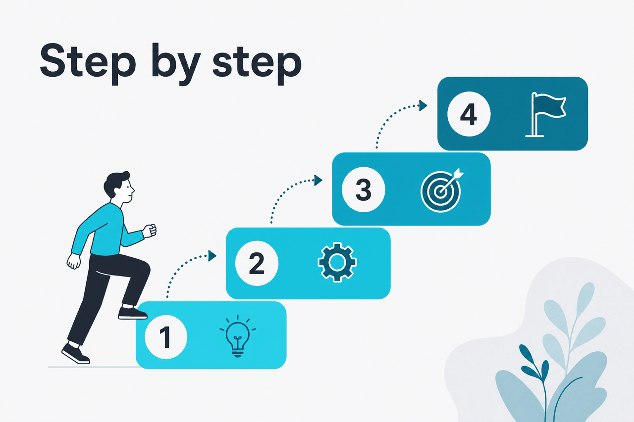 Abstract tutorial-steps illustration