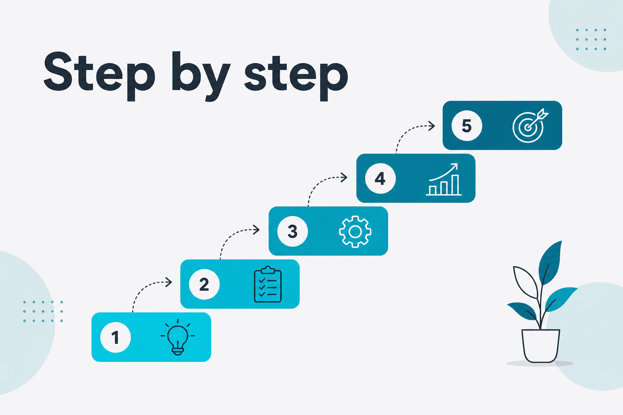 Abstract tutorial-steps illustration