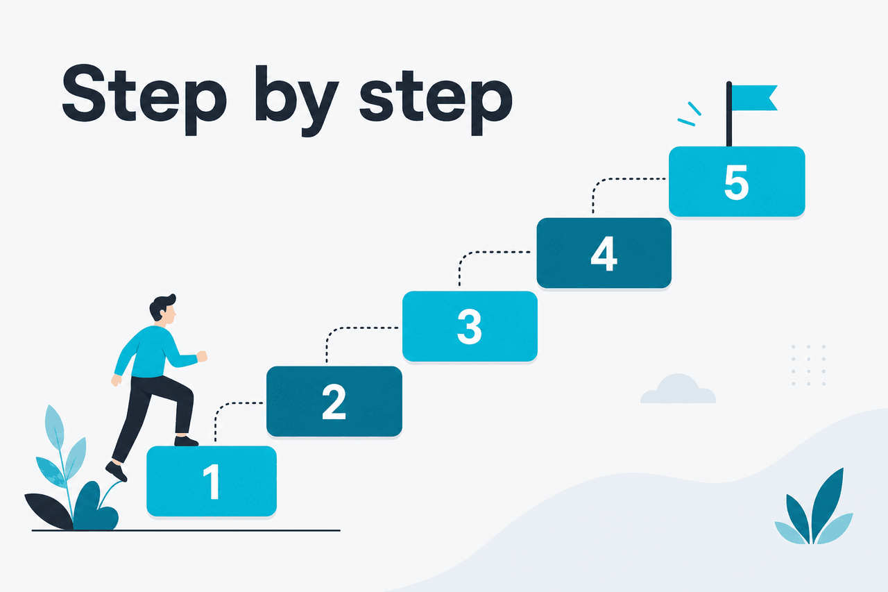 Abstract tutorial-steps illustration