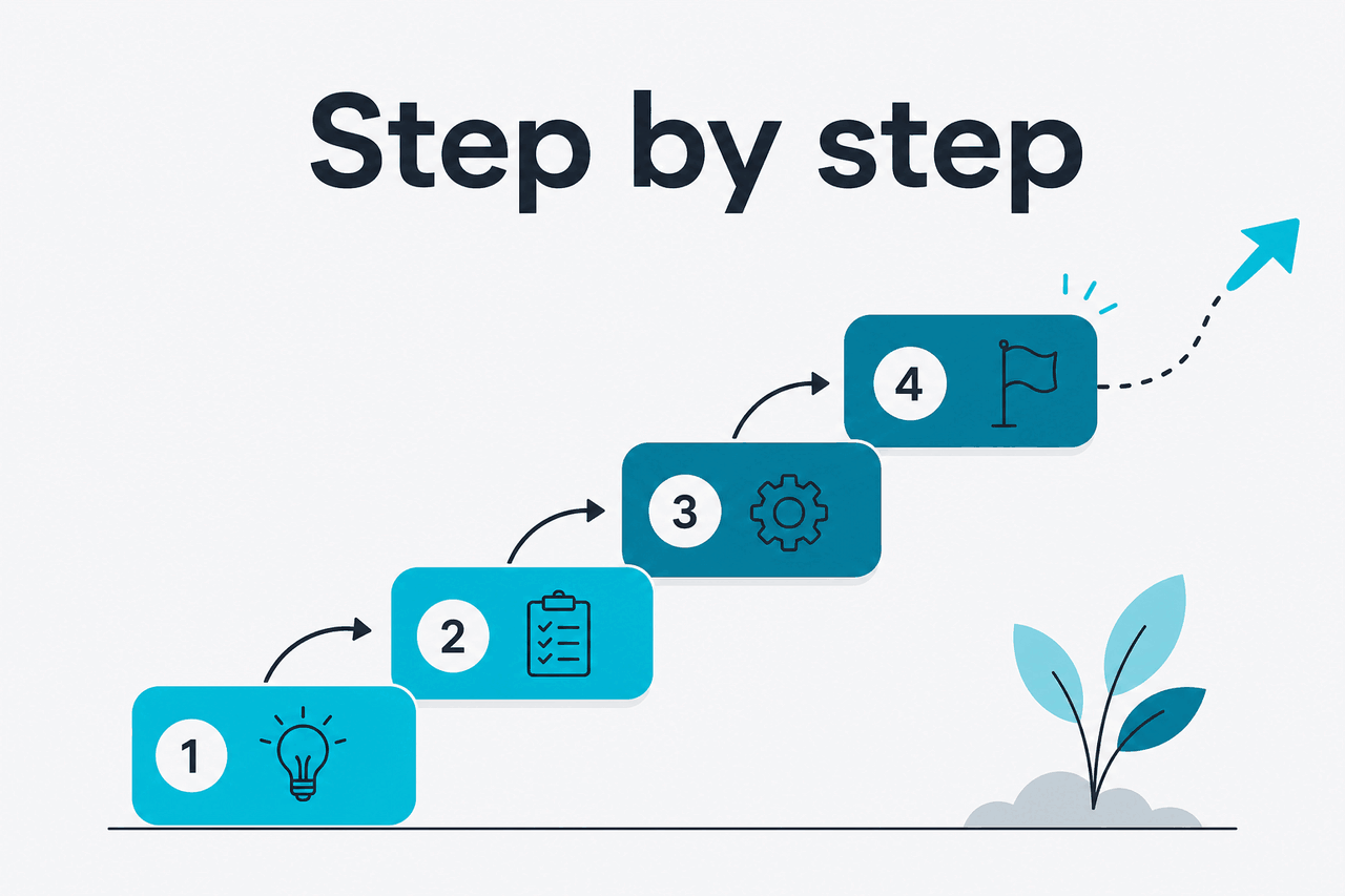 Abstract tutorial-steps illustration