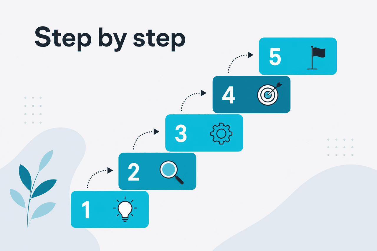 Abstract tutorial-steps illustration