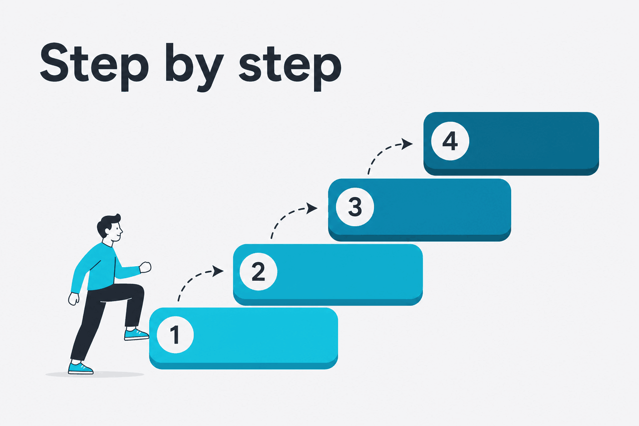 Abstract tutorial-steps illustration