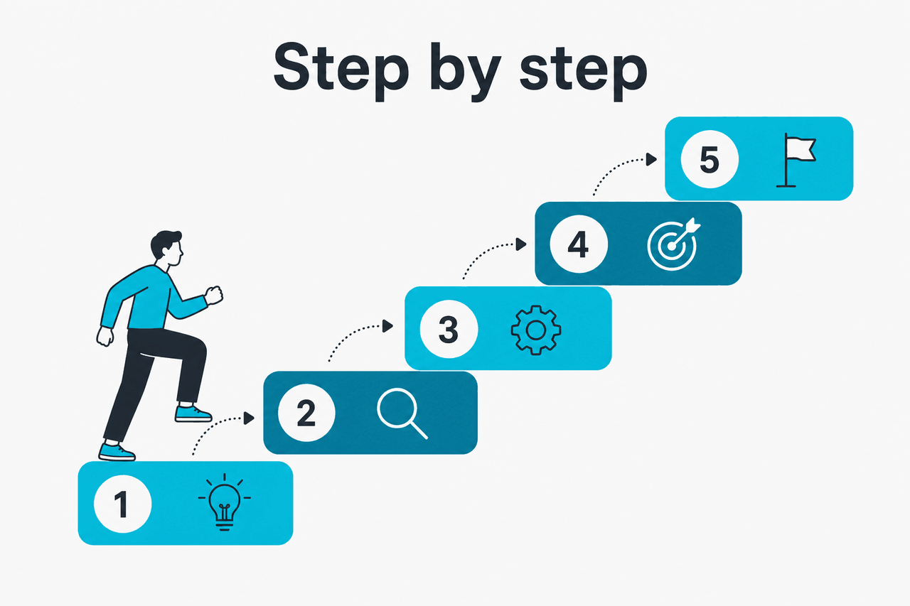 Abstract tutorial-steps illustration