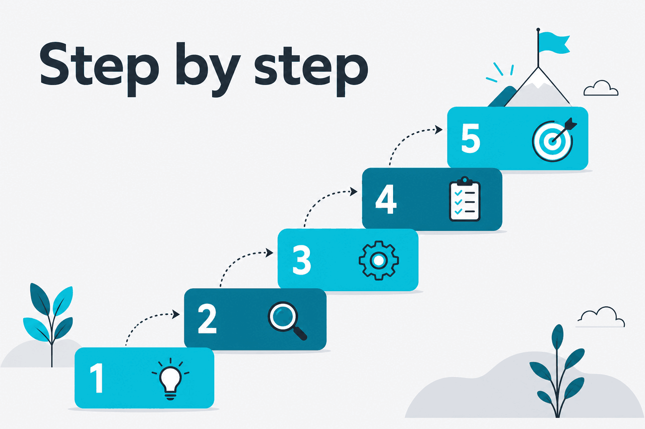 Abstract tutorial-steps illustration