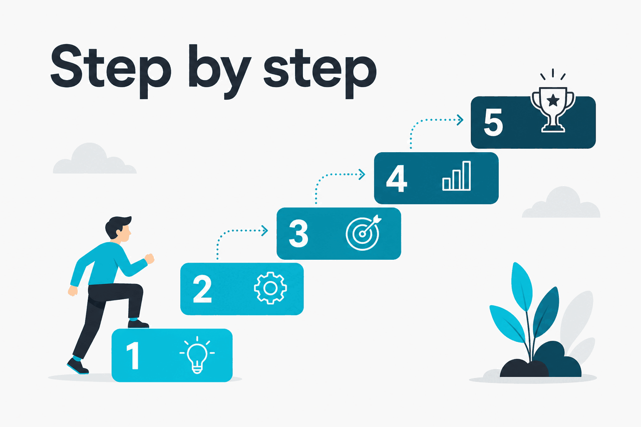 Abstract tutorial-steps illustration