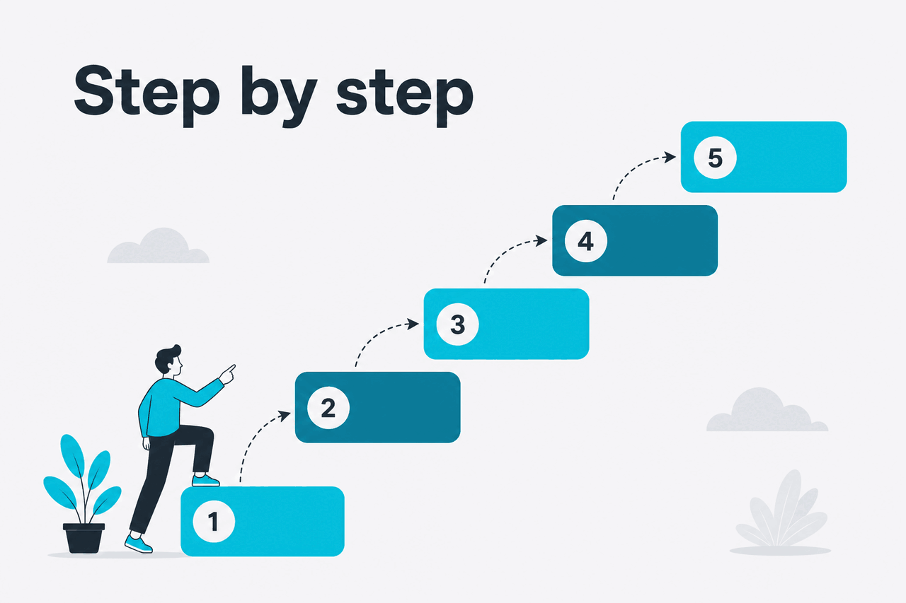 Abstract tutorial-steps illustration