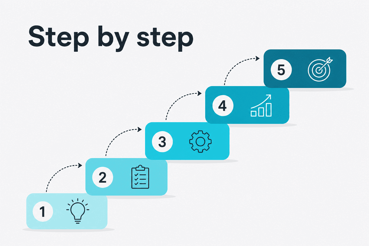 Abstract tutorial-steps illustration