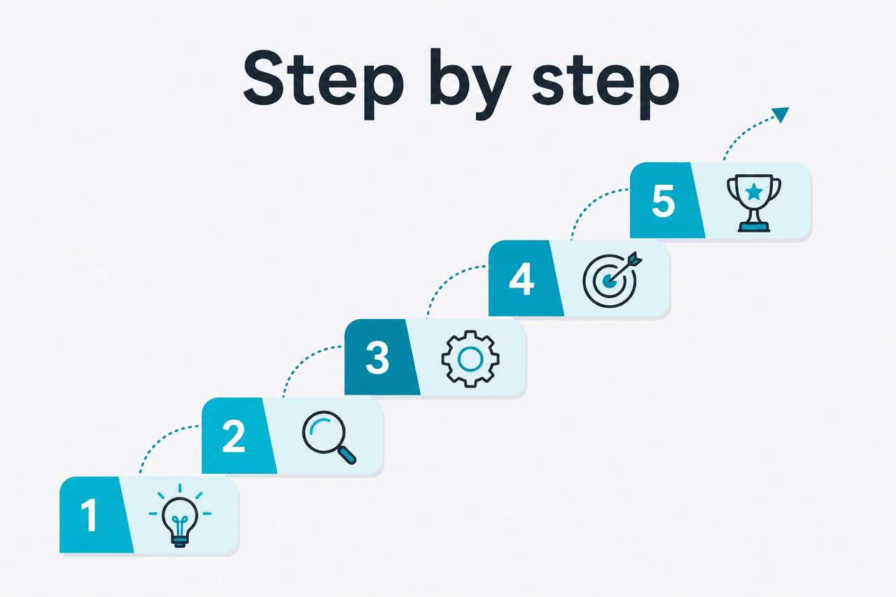 Abstract tutorial-steps illustration