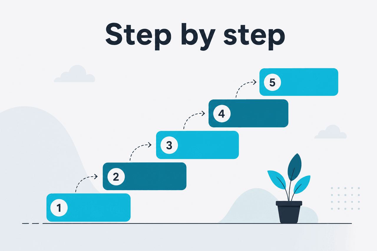 Abstract tutorial-steps illustration