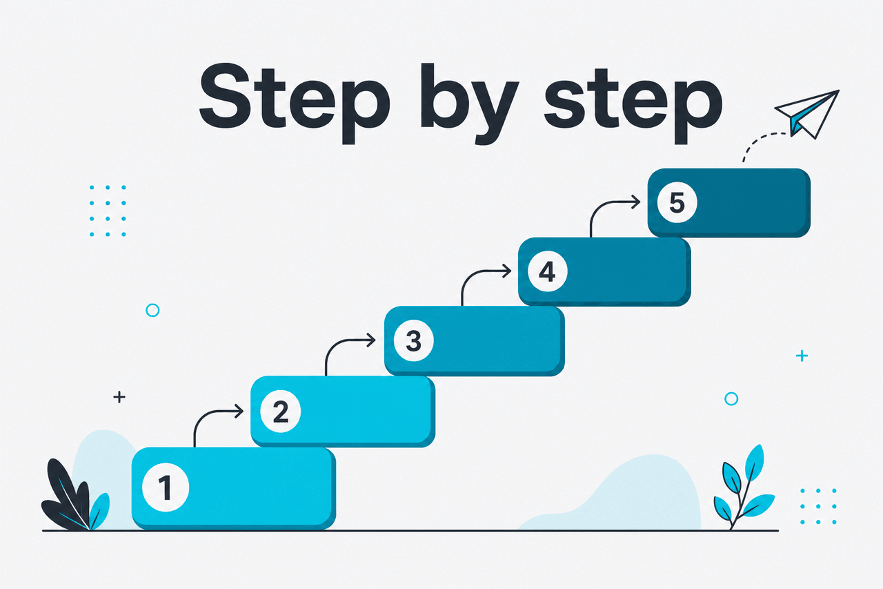 Abstract tutorial-steps illustration