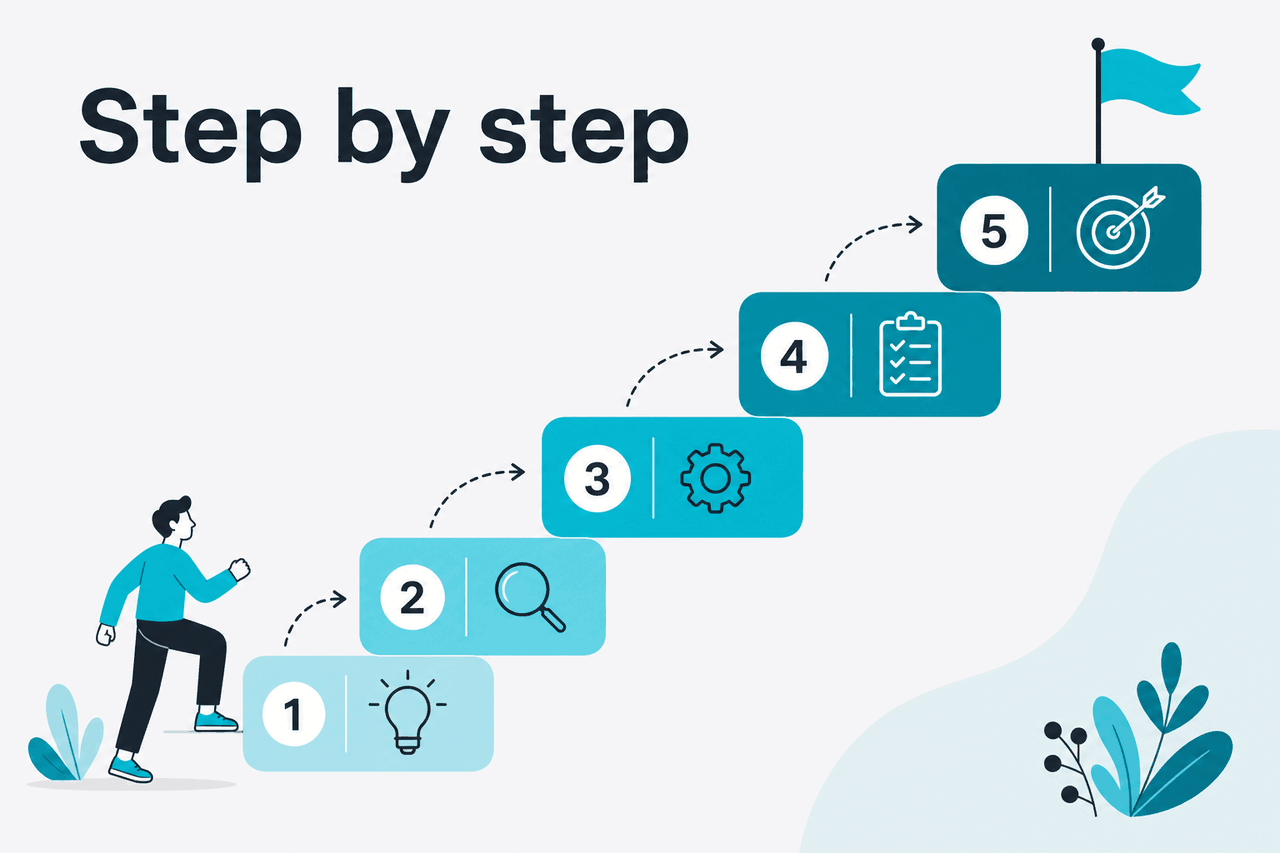 Abstract tutorial-steps illustration