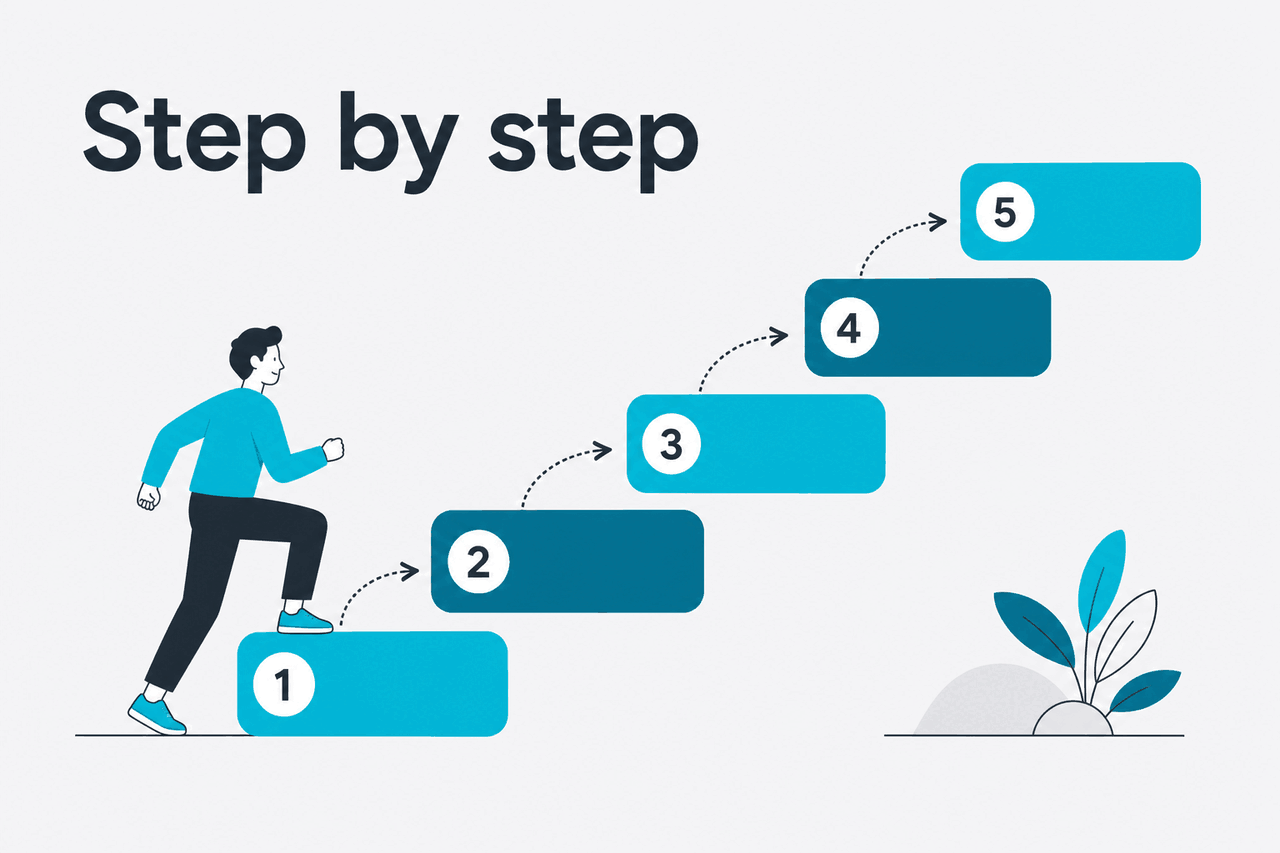Abstract tutorial-steps illustration