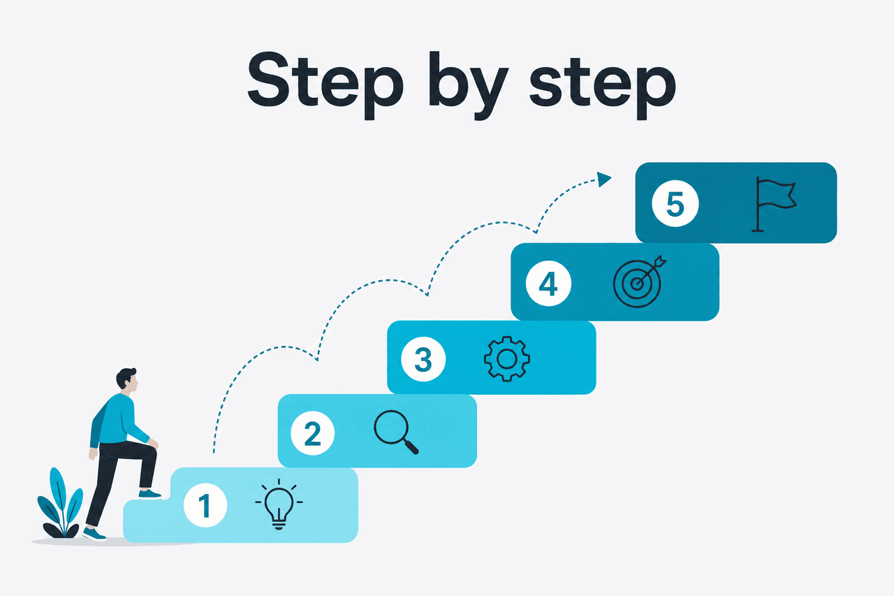 Abstract tutorial-steps illustration
