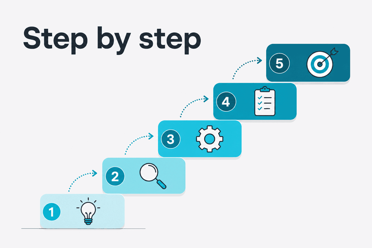 Abstract tutorial-steps illustration