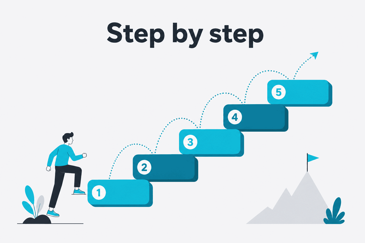 Abstract tutorial-steps illustration