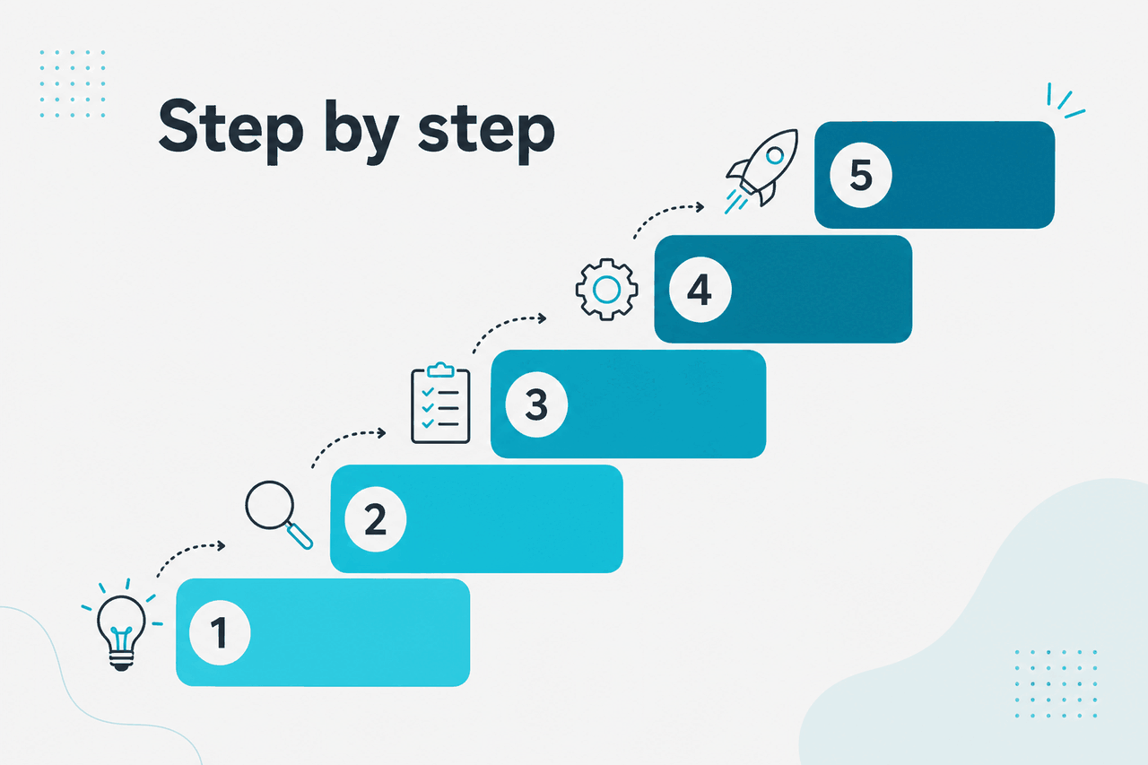 Abstract tutorial-steps illustration